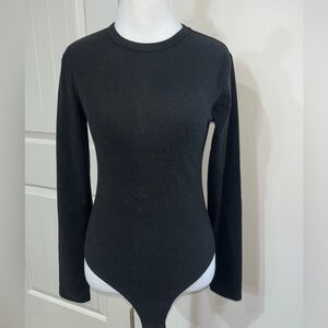 Mango Black Long Sleeve Bodysuit